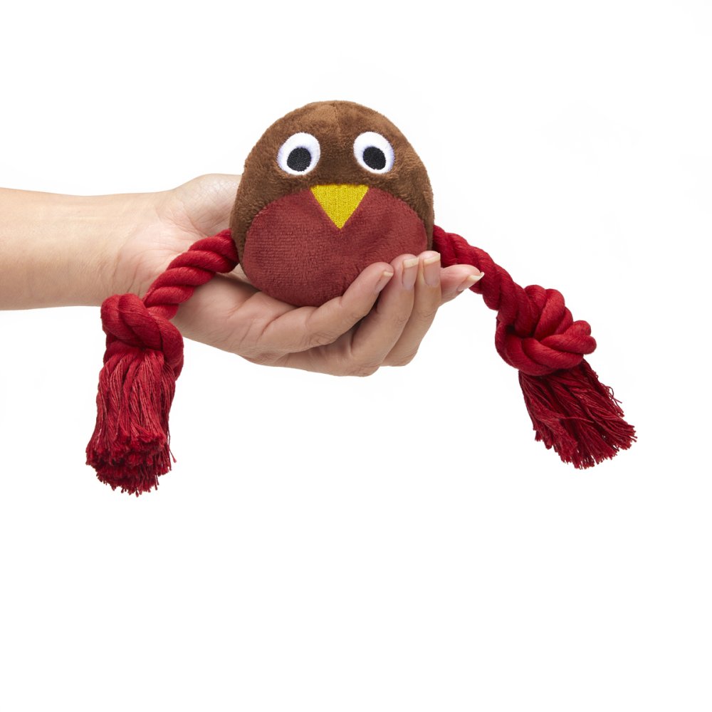 Petface Ryan Robin with Rope Plush Dog Toy