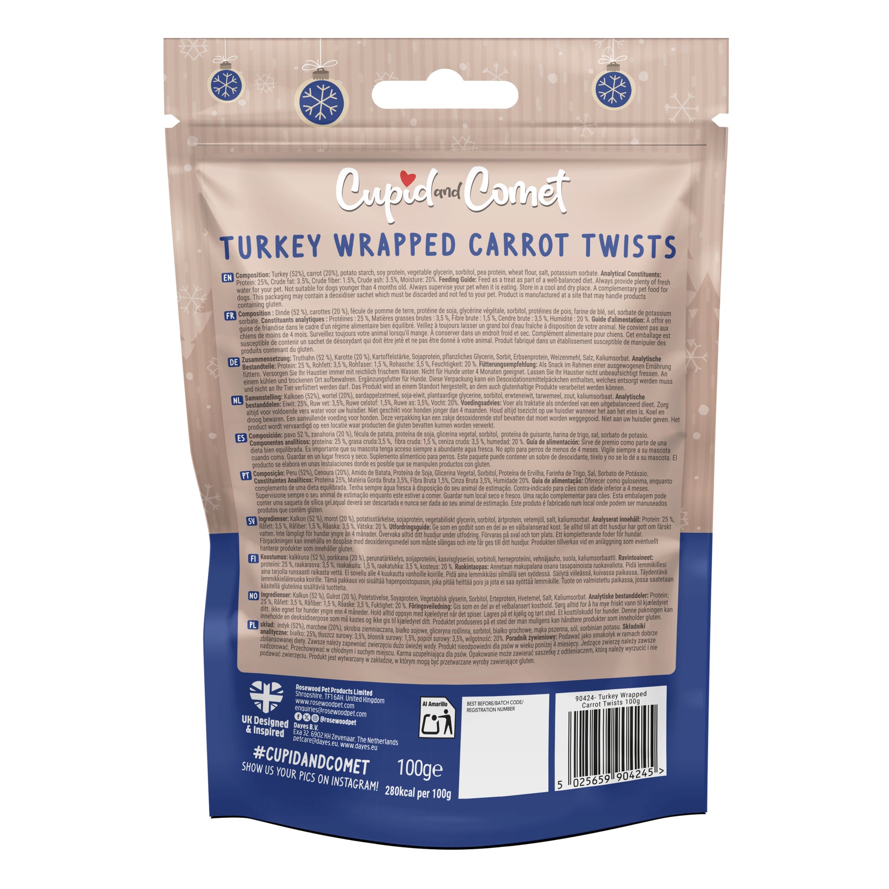 Rosewood Turkey Wrapped Carrot Twists Dog Treats