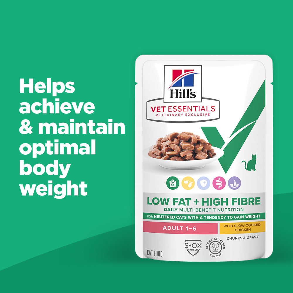 Hill's™ VET ESSENTIALS™ Low Fat + High Fibre Adult Wet Cat Food with Slow-cooked Chicken