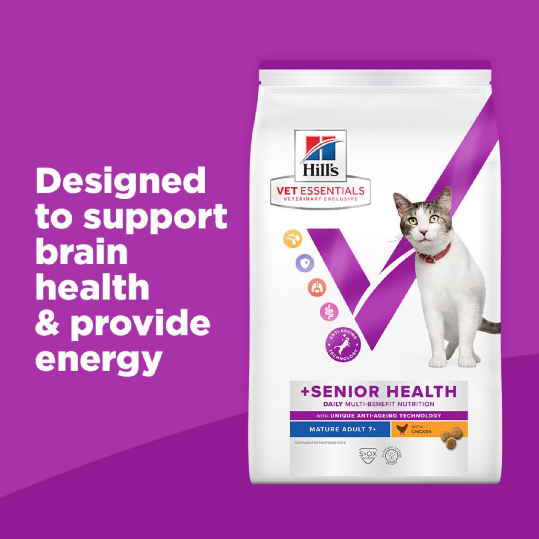 Hill’s Vet Essentials Multi-Benefit + Senior Health Cat Food with Chicken 1.5kg