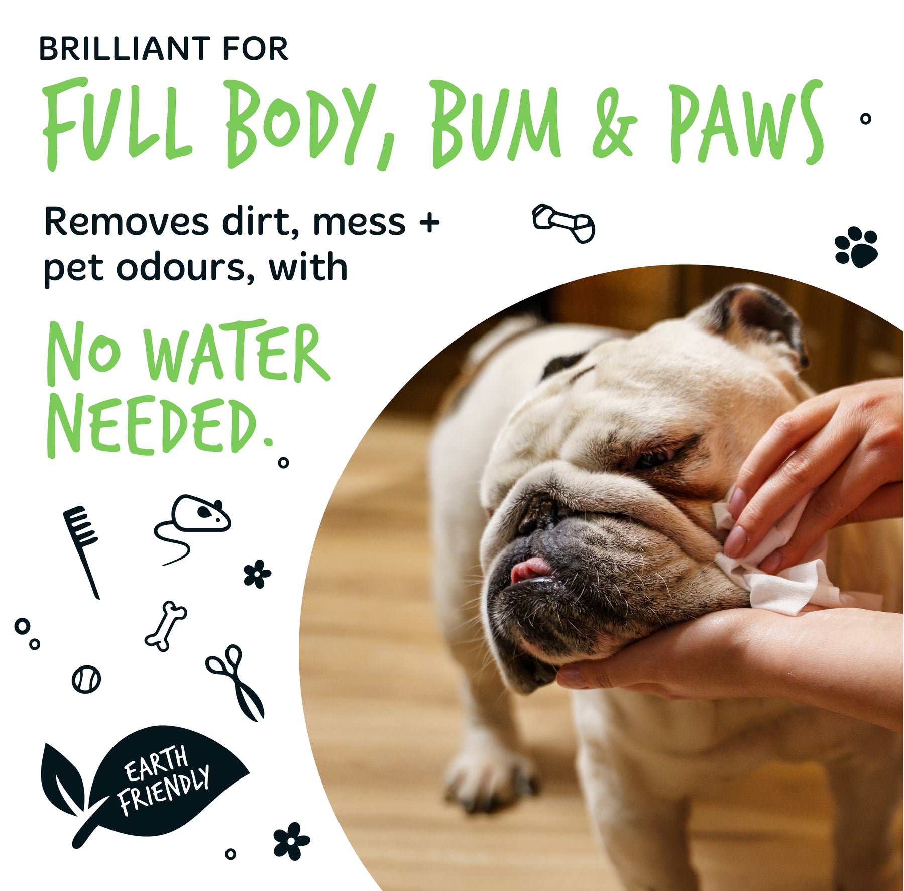 Bugalugs Fragrance Free Pet Wipes for Full Body, Bum & Paws (20 wipes)