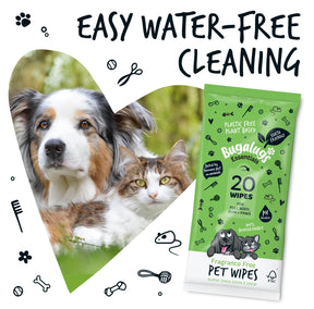 Bugalugs Fragrance Free Pet Wipes for Full Body, Bum & Paws (20 wipes)