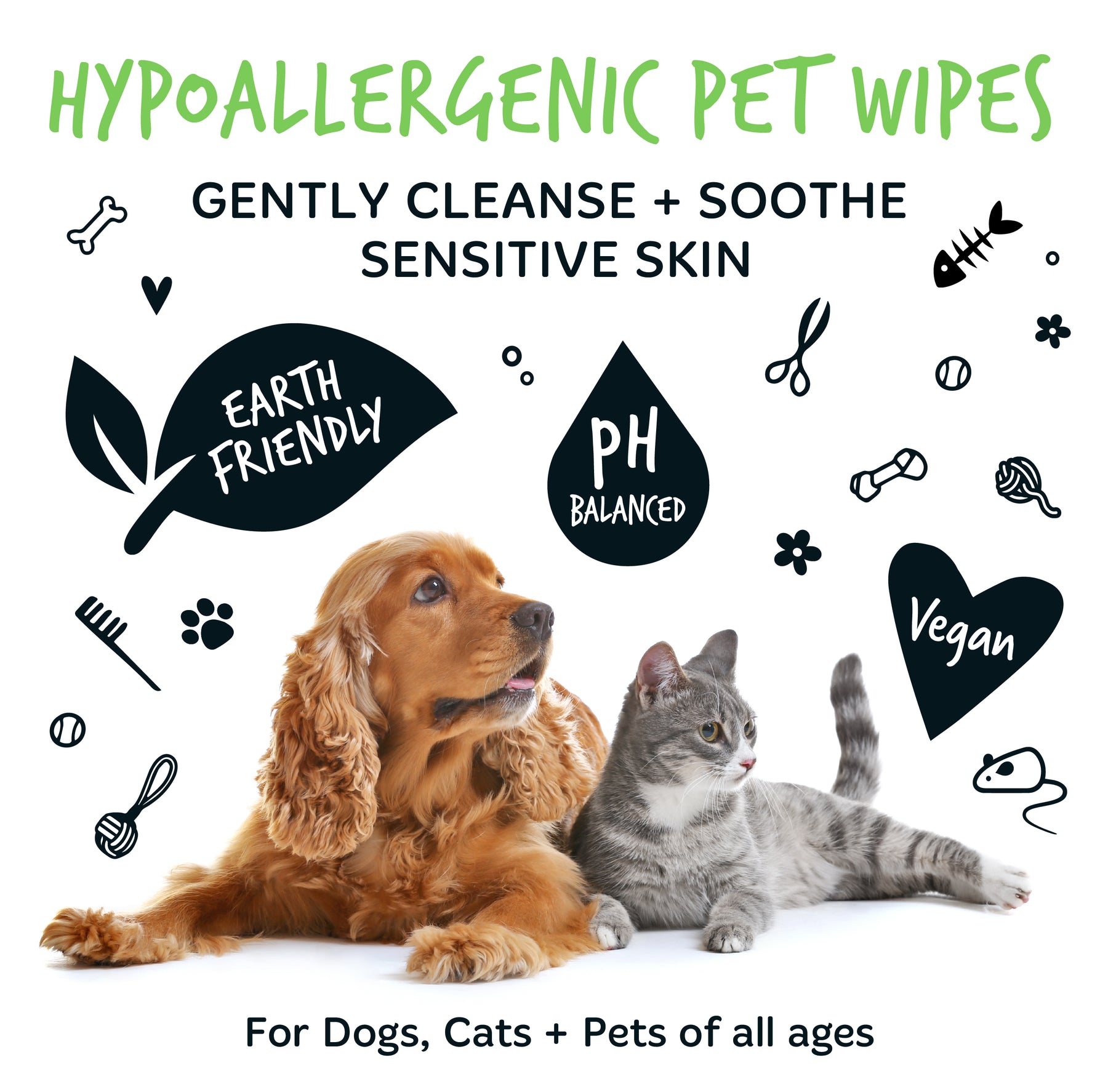 Bugalugs Fragrance Free Pet Wipes for Full Body, Bum & Paws (20 wipes)