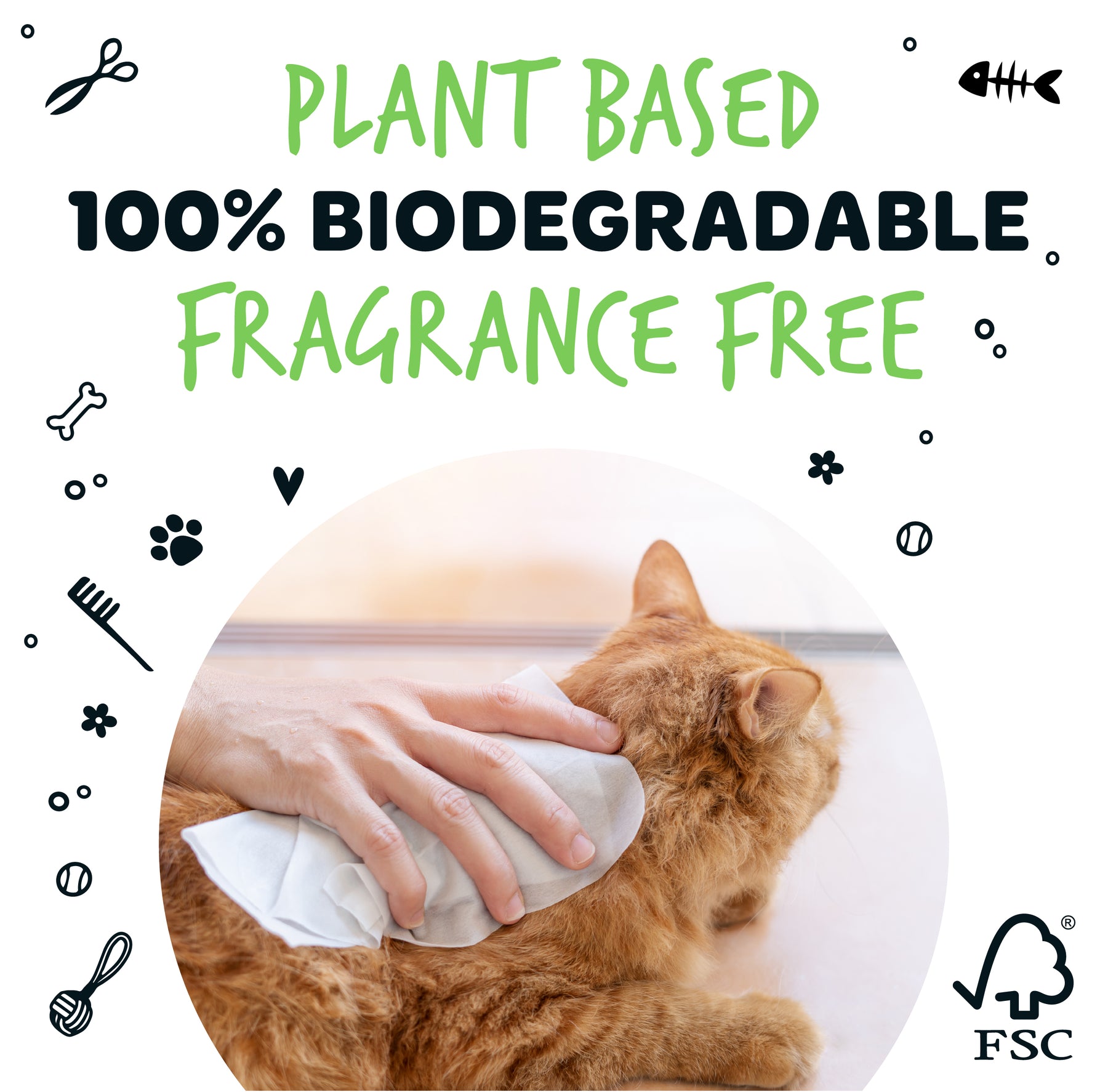 Bugalugs Fragrance Free Pet Wipes for Full Body, Bum & Paws (20 wipes)