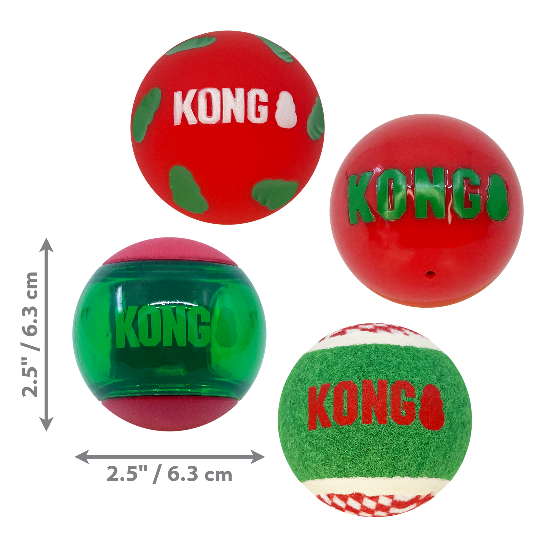 KONG Holiday Occasions Balls 4-pk Medium
