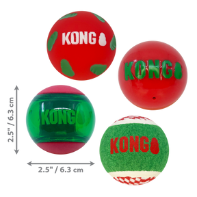 KONG Holiday Occasions Balls 4-pk Medium