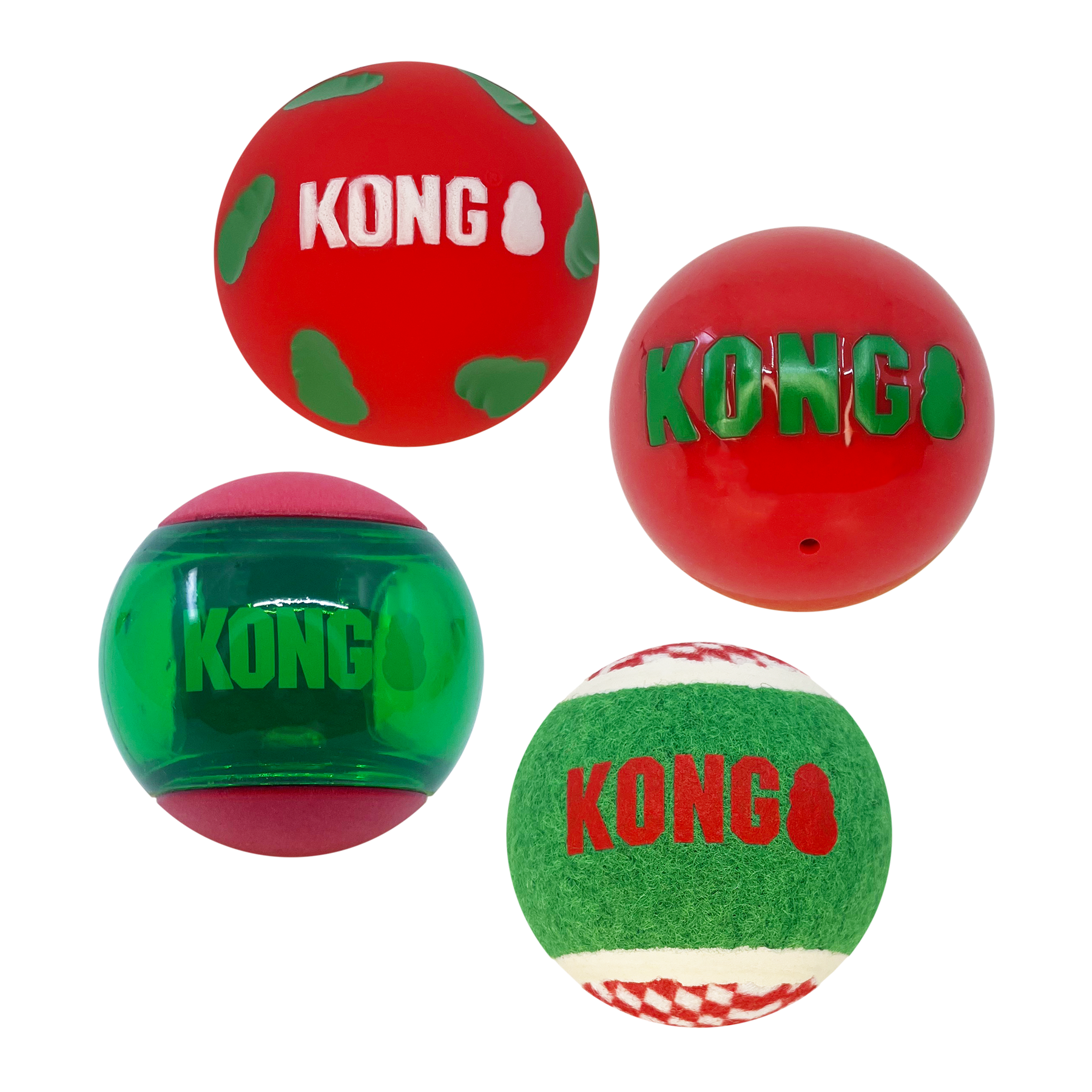 KONG Holiday Occasions Balls 4-pk Medium
