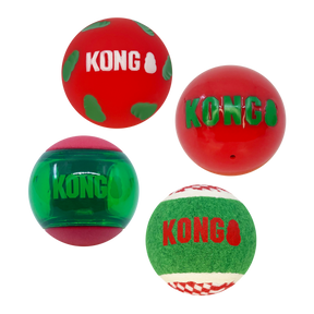 KONG Holiday Occasions Balls 4-pk Medium