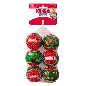 KONG Holiday SqueakAir Balls 6-pk Medium