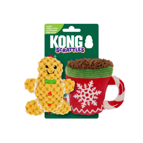 KONG Holiday Scrattles 2pk Gingerbread Cat Toy