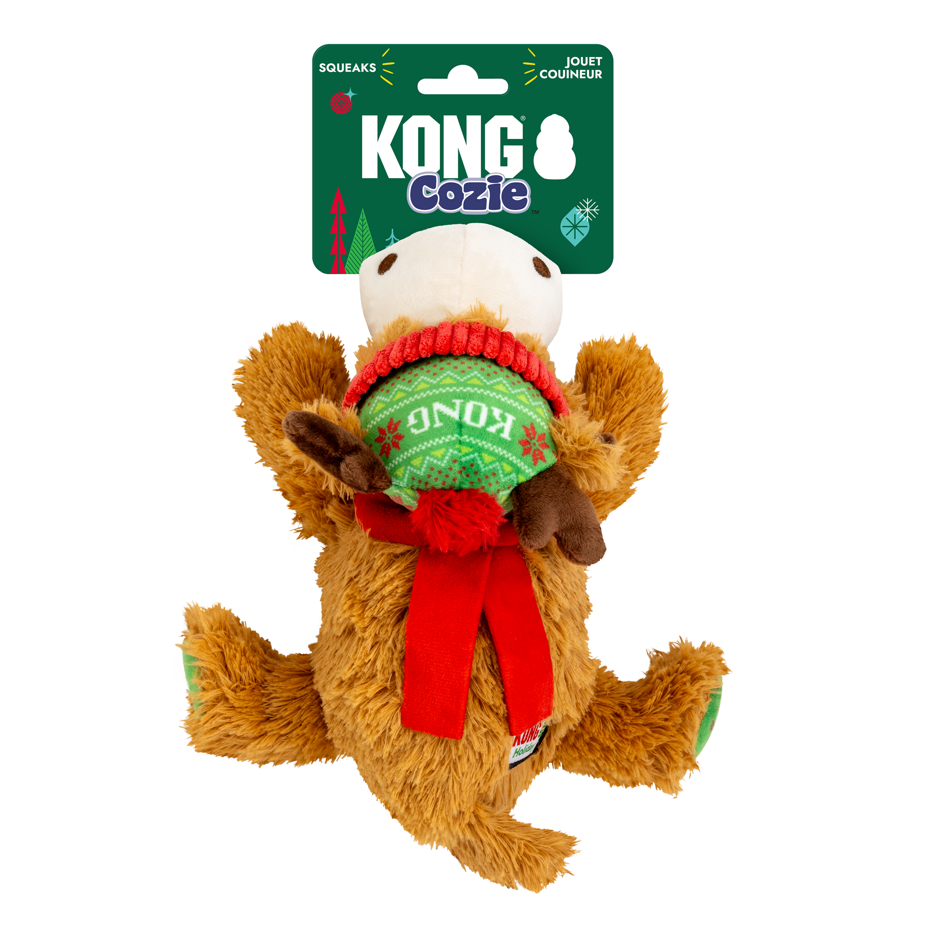 KONG Holiday Cozie Reindeer Red Green Medium