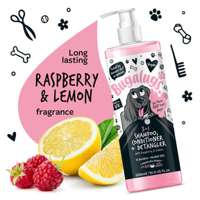 Bugalugs 3 in 1 Raspberry & Lemon Dog Shampoo Conditioner & Detangler