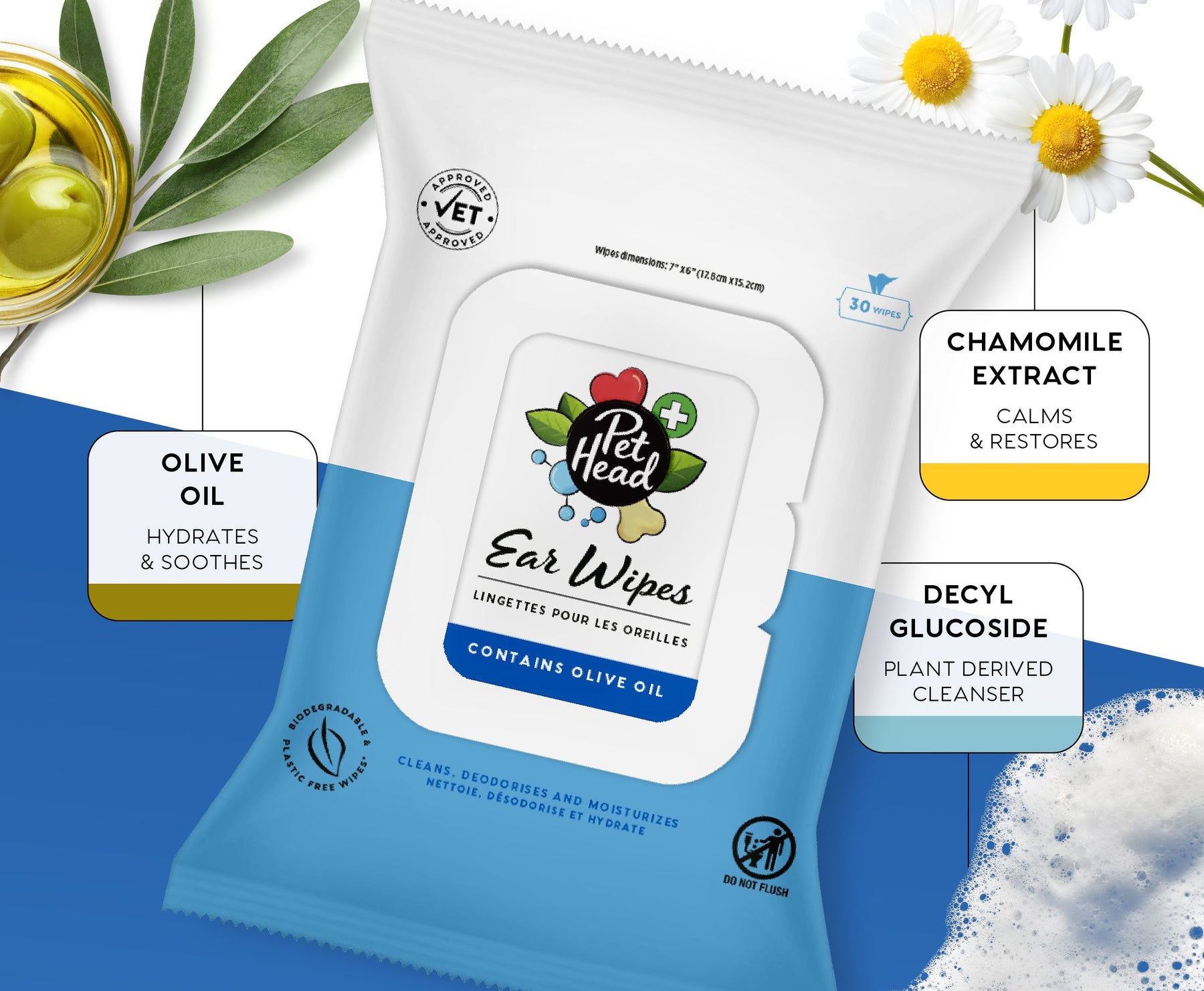 Pet Head Health Ear Wipes