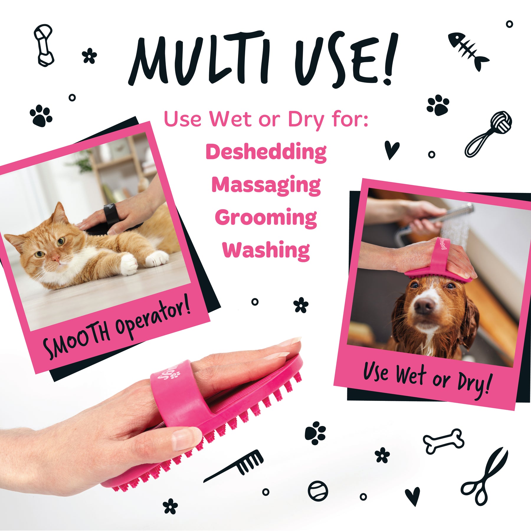 Bugalugs Bath Brush Pink
