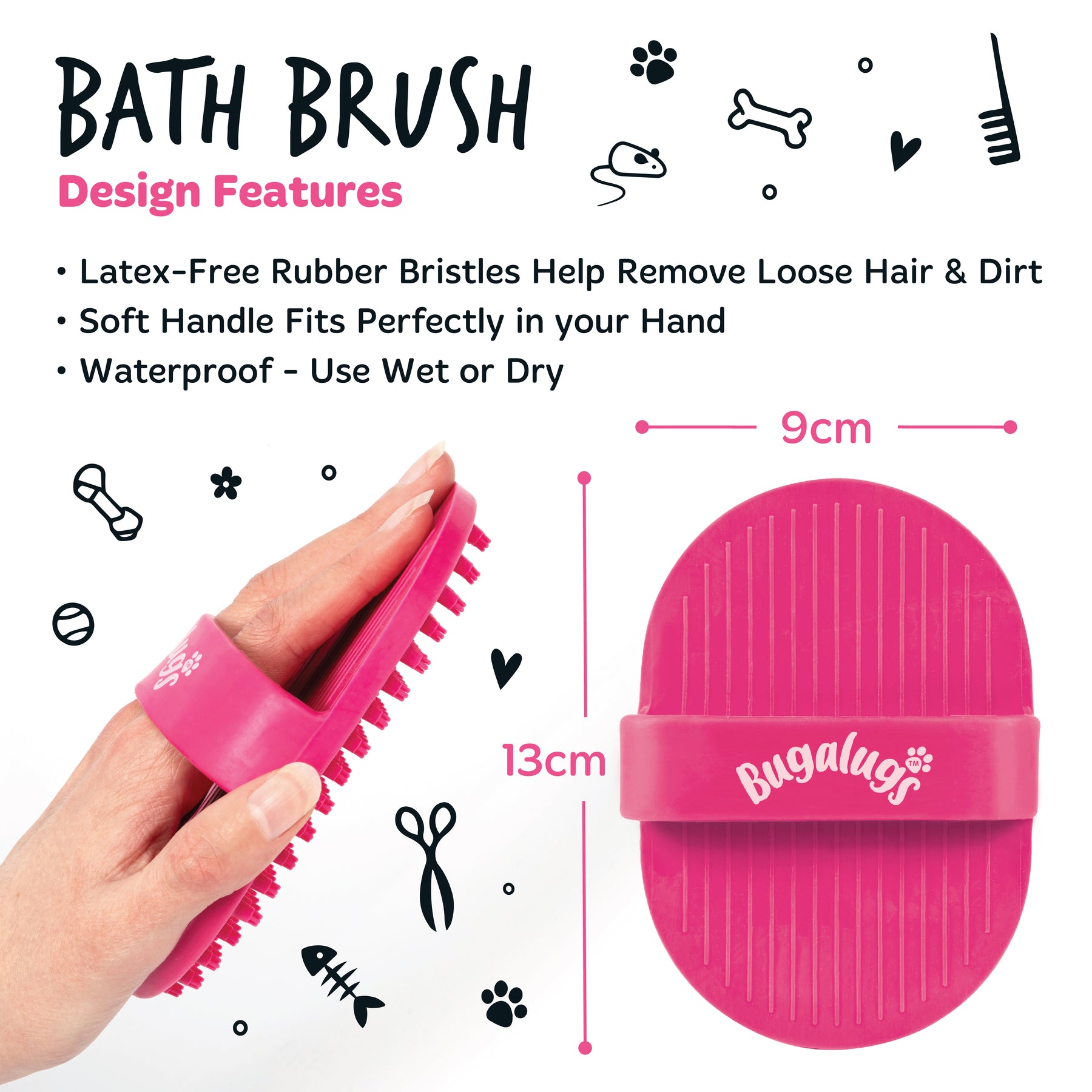 Bugalugs Bath Brush Pink