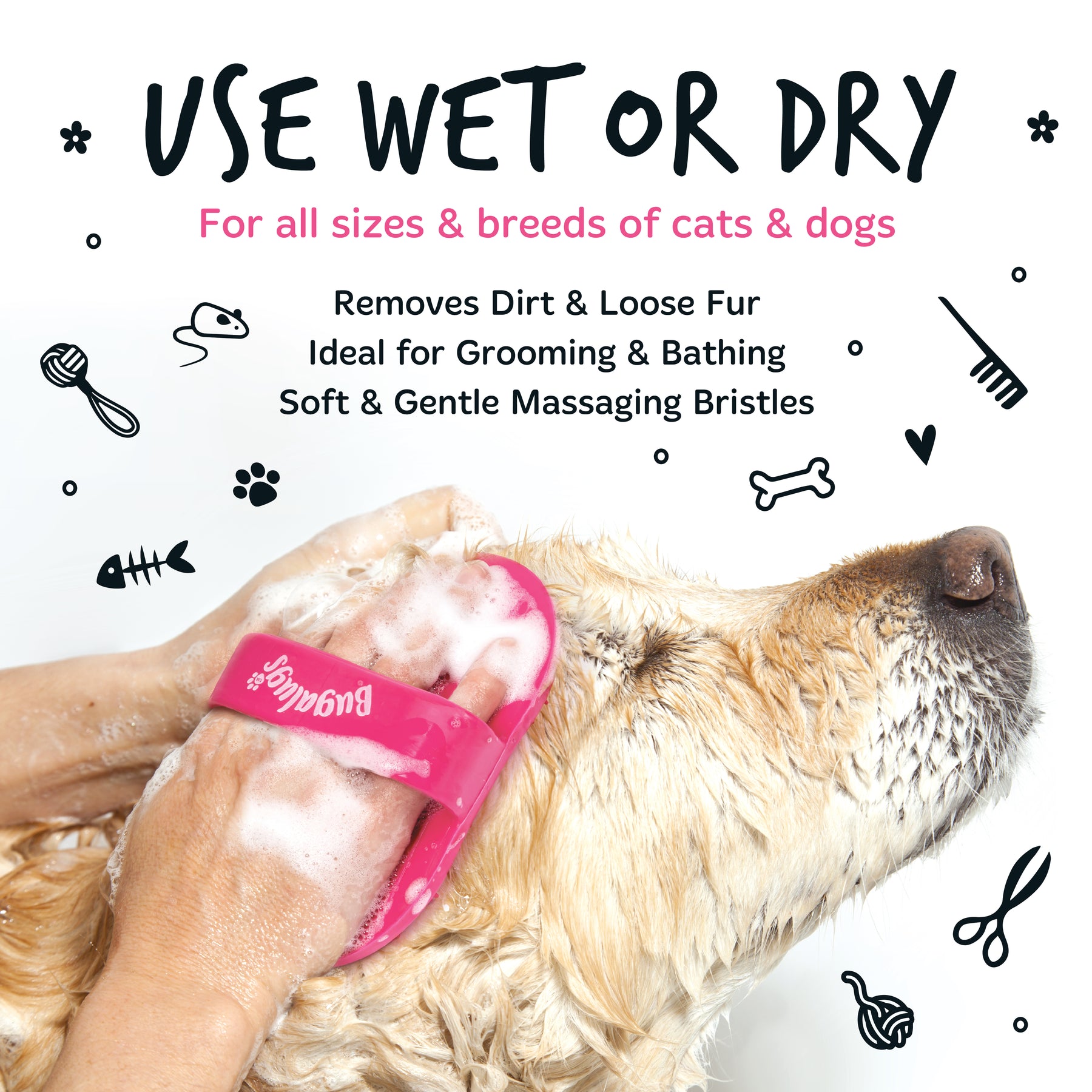 Bugalugs Bath Brush Pink