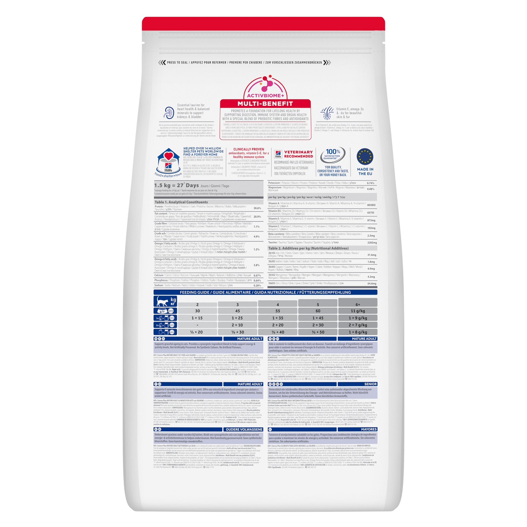 Hill's Science Plan Mature Adult Dry Cat Food with Salmon 10kg