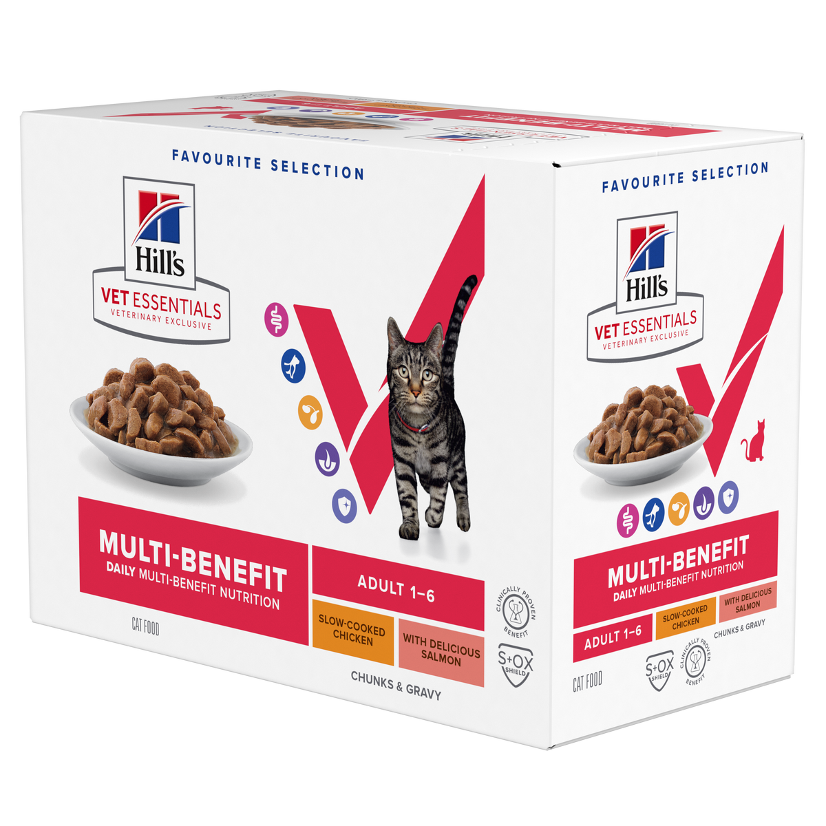 Hill's™ VET ESSENTIALS™ MULTI-BENEFIT Adult 1-6 Wet Cat Food Salmon and Slow-cooked Chicken Variety Pack