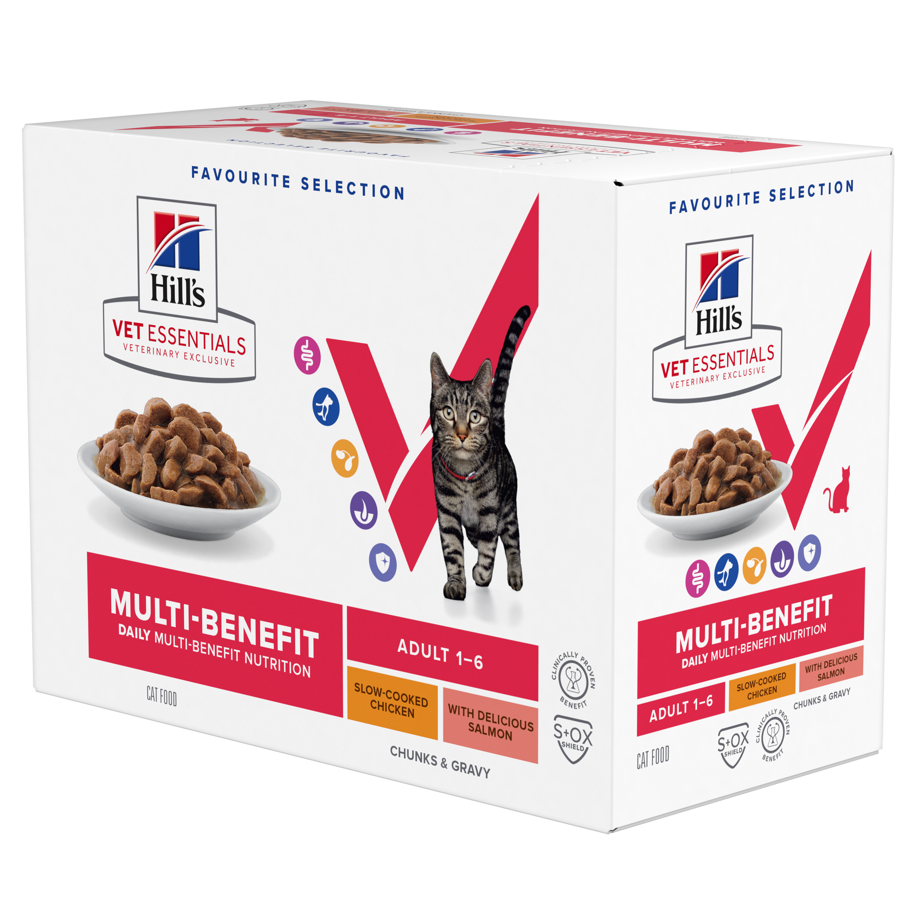 Hill's™ VET ESSENTIALS™ MULTI-BENEFIT Adult 1-6 Wet Cat Food Salmon and Slow-cooked Chicken Variety Pack