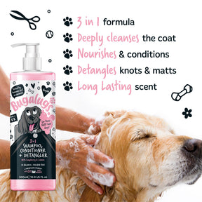 Bugalugs 3 in 1 Raspberry & Lemon Dog Shampoo Conditioner & Detangler