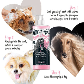 Bugalugs 3 in 1 Raspberry & Lemon Dog Shampoo Conditioner & Detangler